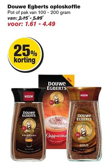 Aanbiedingen Douwe egberts oploskoffie - Douwe Egberts - Geldig van 21/09/2016 tot 27/09/2016 bij Hoogvliet