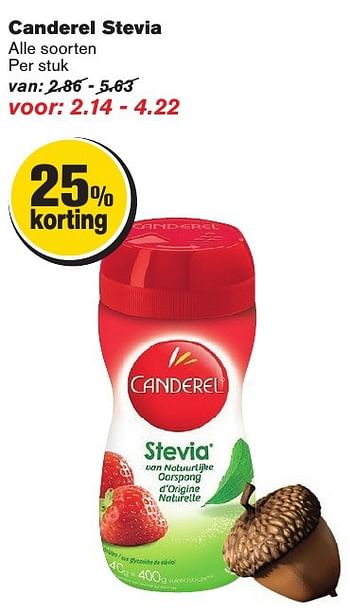Aanbiedingen Canderel stevia - Canderel - Geldig van 21/09/2016 tot 27/09/2016 bij Hoogvliet