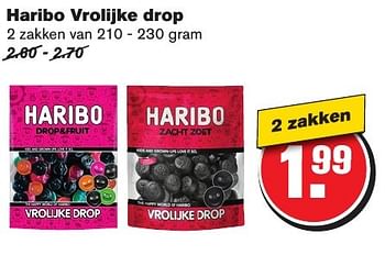 Aanbiedingen Haribo vrolijke drop - Haribo - Geldig van 21/09/2016 tot 27/09/2016 bij Hoogvliet
