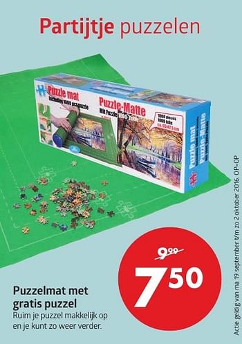 Aanbiedingen Puzzelmat met gratis puzzel - Huismerk-Bruna - Geldig van 19/09/2016 tot 02/10/2016 bij Bruna