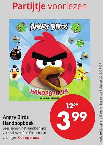 Aanbiedingen Angry birds handpopboek - Huismerk-Bruna - Geldig van 19/09/2016 tot 02/10/2016 bij Bruna