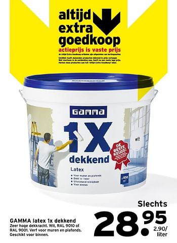 Aanbiedingen Gamma latex 1x dekkend - Huismerk - Gamma - Geldig van 19/09/2016 tot 02/10/2016 bij Gamma
