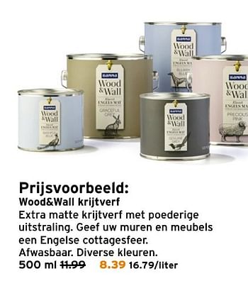 Aanbiedingen Wood+wall krijtverf - Huismerk - Gamma - Geldig van 19/09/2016 tot 02/10/2016 bij Gamma