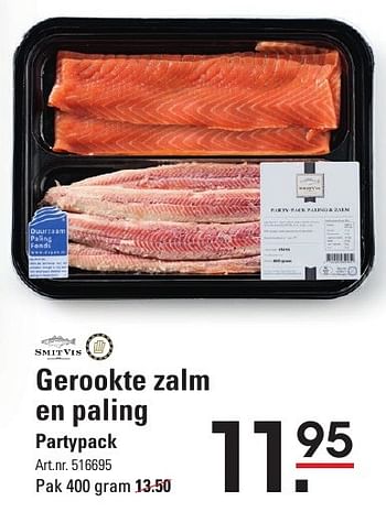 Aanbiedingen Gerookte zalm en paling partypack - Smit Vis - Geldig van 15/09/2016 tot 03/10/2016 bij Sligro