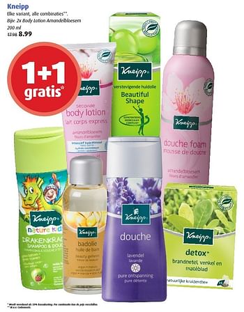 Aanbiedingen Kneipp 2x body lotion amandelbloesem - Kneipp - Geldig van 19/09/2016 tot 02/10/2016 bij Uw eigen drogist