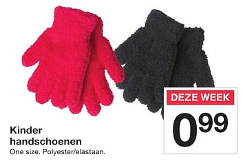 Aanbiedingen Kinder handschoenen - Huismerk - Zeeman  - Geldig van 24/09/2016 tot 25/09/2016 bij Zeeman