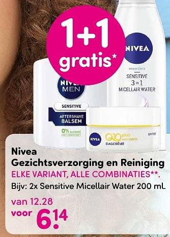 Aanbiedingen Nivea 2x sensitive micellair water - Nivea - Geldig van 19/09/2016 tot 02/10/2016 bij da