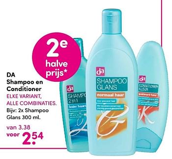 Aanbiedingen 2x shampoo glans - Huismerk - da - Geldig van 19/09/2016 tot 02/10/2016 bij da