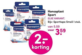 Aanbiedingen Hansaplast sport sporttape small - Hansaplast - Geldig van 19/09/2016 tot 02/10/2016 bij da