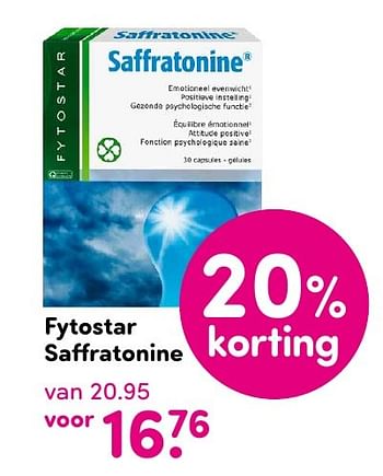 Aanbiedingen Fytostar saffratonine - Fytostar - Geldig van 19/09/2016 tot 02/10/2016 bij da