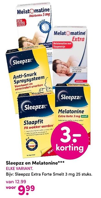 Aanbiedingen Sleepzz extra forte smelt - Sleepzz - Geldig van 19/09/2016 tot 02/10/2016 bij da