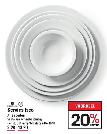 Aanbiedingen Servies iseo - Intermezzo - Geldig van 15/09/2016 tot 03/10/2016 bij Sligro