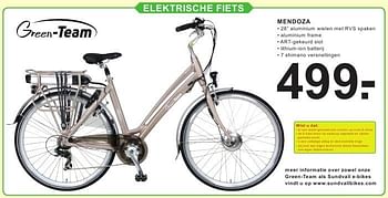 Aanbiedingen Elektrische fiets mendoza - Green-Team - Geldig van 26/09/2016 tot 15/10/2016 bij Van Cranenbroek