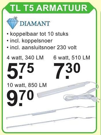 Aanbiedingen Tl t5 armatuur - Diamant - Geldig van 26/09/2016 tot 15/10/2016 bij Van Cranenbroek