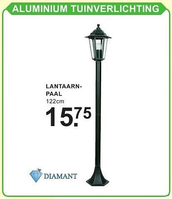 Aanbiedingen Aluminium tuinverlichting lantaarnpaal - Diamant - Geldig van 26/09/2016 tot 15/10/2016 bij Van Cranenbroek