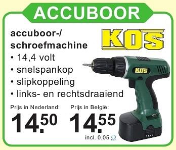 Aanbiedingen Kos accuboor-- schroefmachine - Kos - Geldig van 26/09/2016 tot 15/10/2016 bij Van Cranenbroek