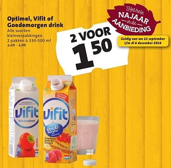 Aanbiedingen Optimel, vifit of goedemorgen drink - Vifit - Geldig van 21/09/2016 tot 06/12/2016 bij Jumbo Supermarkten