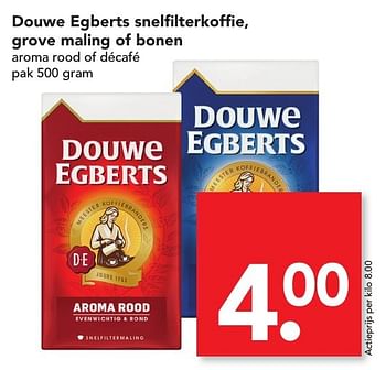 Aanbiedingen Douwe egberts snelfilterkoffie, grove maling of bonen - Douwe Egberts - Geldig van 25/09/2016 tot 01/10/2016 bij Deen Supermarkten