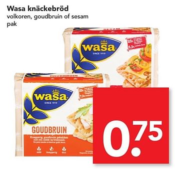 Aanbiedingen Wasa knäckebröd - Wasa - Geldig van 25/09/2016 tot 01/10/2016 bij Deen Supermarkten
