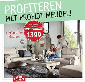 Aanbiedingen 3+2-zitsbank ordino - Huismerk - Profijt Meubelen - Geldig van 23/09/2016 tot 30/09/2016 bij Profijt Meubel