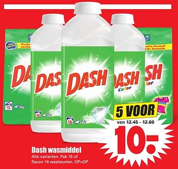 Aanbiedingen Dash wasmiddel - Dash - Geldig van 25/09/2016 tot 01/10/2016 bij Lekker Doen