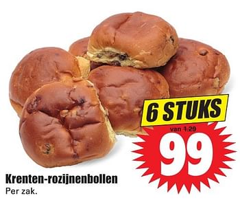 Aanbiedingen Krenten-rozijnenbollen - Huismerk - Dirk - Geldig van 25/09/2016 tot 01/10/2016 bij Lekker Doen