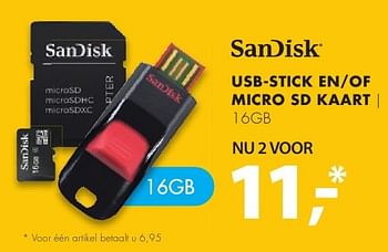 Aanbiedingen Sandisk usb-stick en-of micro sd kaart 16gb - Sandisk - Geldig van 26/09/2016 tot 02/10/2016 bij Expert