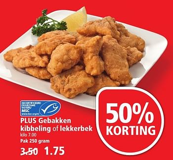 Aanbiedingen Plus gebakken kibbeling of lekkerbek - Huismerk - Plus - Geldig van 25/09/2016 tot 01/10/2016 bij Plus