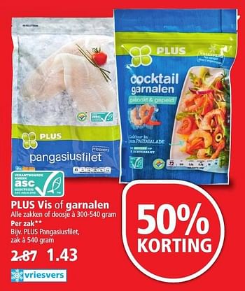 Aanbiedingen Plus pangasiusfilet - Huismerk - Plus - Geldig van 25/09/2016 tot 01/10/2016 bij Plus