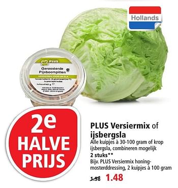 Aanbiedingen Plus versiermix of ijsbergsla - Huismerk - Plus - Geldig van 25/09/2016 tot 01/10/2016 bij Plus