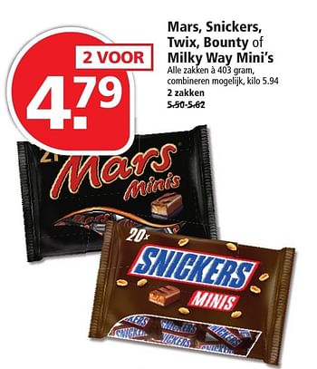 Aanbiedingen Mars, snickers, twix, bounty of milky way mini`s - Mars Snacks - Geldig van 25/09/2016 tot 01/10/2016 bij Plus