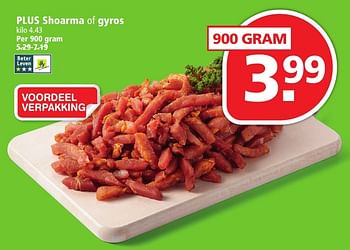 Aanbiedingen Plus shoarma of gyros - Huismerk - Plus - Geldig van 25/09/2016 tot 01/10/2016 bij Plus