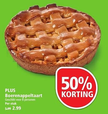 Aanbiedingen Plus boerenappeltaart - Huismerk - Plus - Geldig van 25/09/2016 tot 01/10/2016 bij Plus