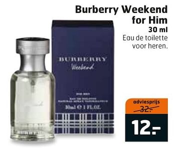 Aanbiedingen Burberry weekend for him - Burberry - Geldig van 20/09/2016 tot 02/10/2016 bij Trekpleister