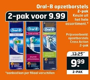 Aanbiedingen Opzetborstels cross action - Oral-B - Geldig van 20/09/2016 tot 02/10/2016 bij Trekpleister