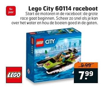 Aanbiedingen Lego city 60114 raceboot - Lego - Geldig van 20/09/2016 tot 02/10/2016 bij Trekpleister