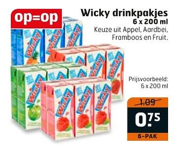 Aanbiedingen Wicky drinkpakjes - Wicky - Geldig van 20/09/2016 tot 02/10/2016 bij Trekpleister