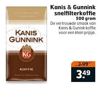 Aanbiedingen Kanis + gunnink snelfilterkoffie - Kanis Gunnink - Geldig van 20/09/2016 tot 02/10/2016 bij Trekpleister