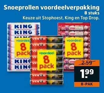 Aanbiedingen Snoeprollen voordeelverpakking - King - Geldig van 20/09/2016 tot 02/10/2016 bij Trekpleister