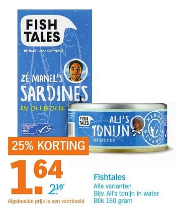Aanbiedingen Fishtales ali`s tonijn in water - Fish Tales - Geldig van 26/09/2016 tot 02/10/2016 bij Albert Heijn