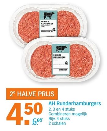 Aanbiedingen Ah runderhamburgers - Huismerk - Albert Heijn - Geldig van 26/09/2016 tot 02/10/2016 bij Albert Heijn