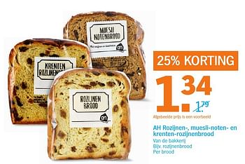 Aanbiedingen Rozijnenbrood per brood - Huismerk - Albert Heijn - Geldig van 26/09/2016 tot 02/10/2016 bij Albert Heijn