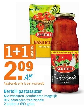 Aanbiedingen Pastasaus tradizionale - Bertolli - Geldig van 26/09/2016 tot 02/10/2016 bij Albert Heijn