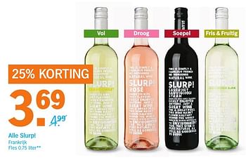 Aanbiedingen Alle slurp - Witte wijnen - Geldig van 26/09/2016 tot 02/10/2016 bij Albert Heijn