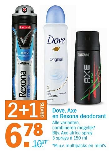 Aanbiedingen Axe africa spray - Axe - Geldig van 26/09/2016 tot 02/10/2016 bij Albert Heijn