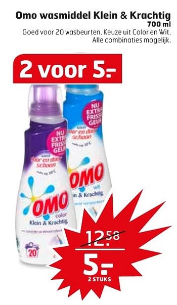 Aanbiedingen Omo wasmiddel klein + krachtig - Omo - Geldig van 20/09/2016 tot 02/10/2016 bij Trekpleister