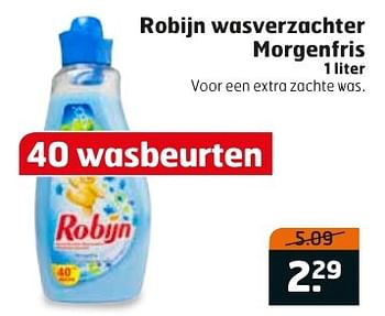 Aanbiedingen Robijn wasverzachter morgenfris - Robijn - Geldig van 20/09/2016 tot 02/10/2016 bij Trekpleister
