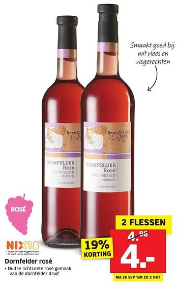 Aanbiedingen Dornfelder rosé - Rosé wijnen - Geldig van 26/09/2016 tot 02/10/2016 bij Lidl