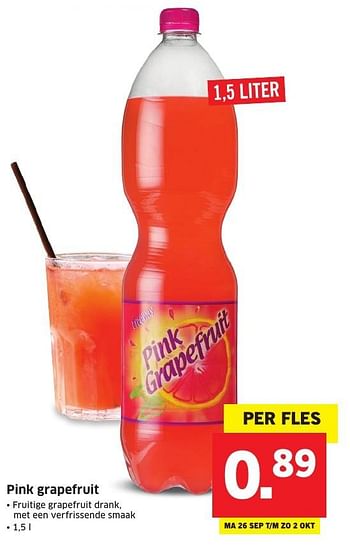 Aanbiedingen Pink grapefruit - Huismerk - Lidl - Geldig van 26/09/2016 tot 02/10/2016 bij Lidl