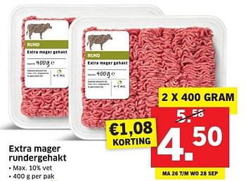 Aanbiedingen Extra mager rundergehakt - Huismerk - Lidl - Geldig van 26/09/2016 tot 02/10/2016 bij Lidl